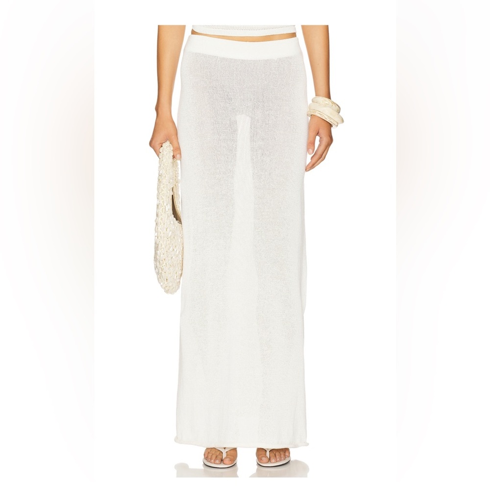 SNDYS Cali Maxi top & skirt in off white White One-Shoulder Knit Maxi Skirt - Picture 2 of 7
